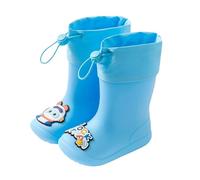 Kids Rain Boots Boys Girls Toddlers Wellies Waterproof Non-Slip Wellington Boots Hiking Walking Animal Cartoon Pattern for Wider Calf Fitting Outdoors Garden Walking Sturdy Grip (Blue, 13.5)
