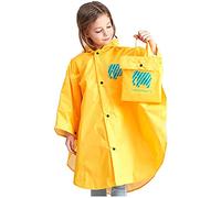 Kids Rain Coat for Girls and Boys, Rain Jacket Toddler Raincoats Lightweight Rainwear Cute Rainproof Cape for Camping, Emergency Situations, Travel 3-14 Years Yellow