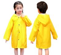 Kids Rain Coats, Lightweight Long Hooded Rain Jacket for for Girls Boys Toddler, Waterproof Yellow Raincoat Kids Rain Gear, Yellow, 8-9 Years