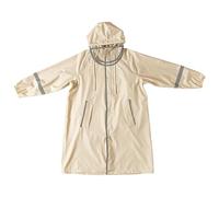 Kids Rain Poncho Lightweight Waterproof Coat Reusable Rainwear All in One Hooded Raincoat EVA Childrens and Machine Washable for Camping, Emergency Situations, Travel Beige