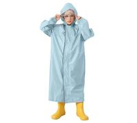 Kids Rain Poncho Lightweight Waterproof Coat Reusable Rainwear Windbreaker Shower Resistant EVA Childrens with Hoods and Sleeves Muddy Suit for Childs 1-9 Years Blue