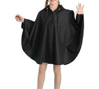 Kids Rain Poncho Outdoor Waterproof Jacket Suit Girls Boys Children Hooded Raincoat EVA Childrens Lightweight and Machine Washable for Toddler Age 1-10Years Black