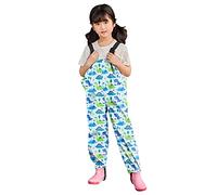 Kids Rain Trousers Suspender Rain Bib Dungarees Over Pants Cartoon Printed Wind Proof for Boys Girls Outdoor Reflective Breathing Durable Long Pants Reusable Dirty Proof Rain Jumpsuit