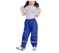 Kids Rain Trousers Waterproof Boys Dungarees Reflective Strips Adjustable Braces Girls Lightweight Overalls Mud Jumpsuit Windproof Toddler Rain Pants Plain Breathable Spring Outdoor Blue Pink Green