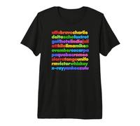 Kids Rainbow Color Phonetic Alphabet Cute Fridge Magnets Premium T-Shirt
