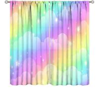 Kids Rainbow Curtains,Colorful Dream Star Cloud Home Decor Drapes for Girls Bedroom Living Room Nursery Window Treatment 2 Panels Set Total Size 55" W X 63" L Inch