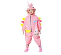 Kids Raincoat Dinosaur Rabbit Space Look Button Hooded Waterproof Raincoat Unisex Waterproof Jacket (For Kids 3-9 Years Old, Sizes M-XXL)