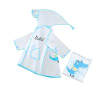 Kids Raincoat Girls 10 Girl Pattern Eva Transparent with Hat Fashion Transparent (Blue, 4-5 Years)