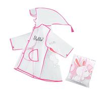 Kids Raincoat Girls 10 Girl Pattern Eva Transparent with Hat Fashion Transparent (Pink, 3-4 Years)