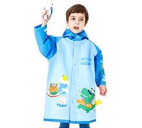 Kids Raincoat Girls Boys Hooded Rain Poncho Waterproof Rain Jacket Toddler Zipper Rain Suit Cute 3D Cartoon Rainwear 2-12 Years