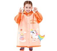 Kids Raincoat Girls Boys Hooded Rain Poncho Waterproof Rain Jacket Toddler Zipper Rain Suit Cute 3D Cartoon Rainwear 2-12 Years