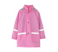 Kids Raincoat Girls Waterproof Hooded Jacket Lightweight Raincoat Plain Buttons Rain Poncho Outwear Rain Jackets for Kids Girls Boys with Reflective Strip Age 10 Years Hot Pink