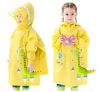 Kids Raincoat Toddler Rain Poncho Waterproof Rain Jacket Hooded Boys Girls Rain Coat Reusable Rainwear with Backpack Cover 1-8 Years