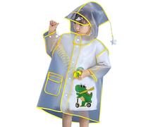 Kids Raincoats Boys Girls Waterproof Rain Jacket Suit All in One Hooded Raincoat EVA Childrens Poncho with Hoods and Sleeves for Camping, Emergency Situations, Travel