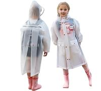 Kids Raincoats Girls Puddle Suit for Kids Boys Hoodie Rain Poncho Waterproof Rain Jackets Transparent Rainwear with Backpack Position