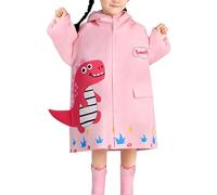 Kids Raincoats Waterproof Rain Jacket Hooded 3D Cartoon Rain Poncho Kids Toddler Boys Girls Reusable Rainwear Children Waterproof Coverall Rainwear Kid Poncho Hooded with Backpack for (11-13 Years)