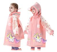 Kids Raincoats Waterproof Rain Jacket Hooded Rain Poncho Toddler Boys Girls Rain Suit Reusable Rainwear with Backpack Cover 3-8 Years