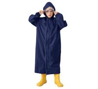 Kids Raincoats with Backpack Cover Boys Girls Waterproof Long Rain Jacket Hooded Rain Poncho Solid Lightweight Reusable Raincoat with Portable Bag for Age 2-14 Years