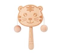 Kids Rattle, Tiger Shape Baby Toy, 5.91x3.74x0.59 inches, Wood Sensory Shaker, Easy-Grip Drum, Hearing Cognition Tool, Motor Skill Development, for Early Learning Toy, Lightweight