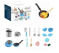 Kids Real Cooking Set, 22Pcs Food-Grade Stainless Steel Junior Chef Kit with Knife & Tools, Beginner Educational Cooking Toys, Mini Kitchen Utensils for Boys Girls (Blue)