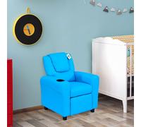 Kids Recliner Chair with Adjustable Backrest and Footrest, PU Leather HOMCOM Blue One Size