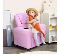 Kids Recliner Chair with Adjustable Backrest and Footrest, PU Leather HOMCOM Pink One Size