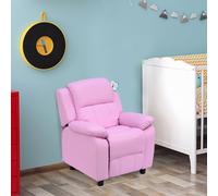 Kids Recliner Chair with Adjustable Backrest Footrest PU Leather Padded HOMCOM Pink One Size