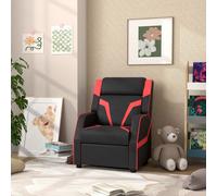 Kids Recliner, PU Leather Toddler Armchair w/ Backrest & Footrest AIYAPLAY Black One Size