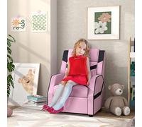 AIYAPLAY 2 in 1 Kids Chair Recliner with Backrest, Armrest, Footrest, PU Leather, for 3-9 Years Old, Pink, none