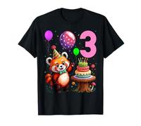 Kids Red Panda Third Birthday Balloon T-Shirt