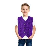 Kids Red Sequin Vest Boys' Blue Glitter Sequin Sleeveless V-Neck Button Down Dance Vest Top Waistcoat Boys Girls Kids Mental Sequined Vests Jazz Hip Hop Dance Waistcoat for Stage Performance