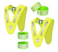 Kids Reflective Outdoor Vest And Arm Band Set High Visibility Waistcoat Vest Adjustable Children Gears Band For Children
