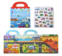 Kids Reusable Sticker Book - Jelly Waterproof Quiet Paper | Necessity Decoration With Handle, Foldable Early Education Learning Tool For Age 3+ For Home Travel