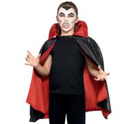 Smiffys Reversible Vampire Cape, Black & Red, Halloween Child Fancy Dress, Vampire Dress Up Accessories