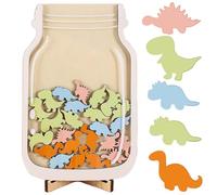 Kids Reward Jar Wooden Rewards Jar Reward Jars and Tokens Reward Charts for Children Behaviour Dinosaur Jar Good Behavior Training Tool with Wooden Holder Star Reward Jar with Tokens for Kids