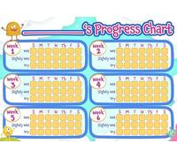 Kids Reward Star Chart Poster Prints (Blue, A3 (30 x 42cm), Bedwetting Star Chart)