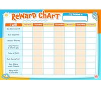 Kids Reward Star Chart Poster Prints (Blue/Orange, A4 (21 x 30cm), Reward Star Chart)