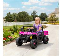 370-444V70PK AIYAPLAY 12V Electric Ride on for Kids with Electric Dump Bed, 35W Battery Powered Electric UTV Vehicle with 4-Wheel Suspension, Remote Control, Music, Horn, For 3-8 Ages, Pink