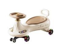 Kids Ride On Car Wiggle Car with Lights & Music Anti-Rollover Swing car for Boys Girls Ages 1-8 Indoor Outdoor Toy(Brown,With Lights and music)
