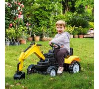 Kids Ride on Digger Pedal Go Kart Pretend Play Construction Car with Horn for 3 - 6 Years