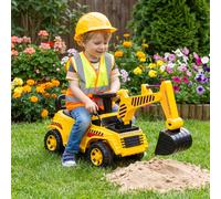 Kids Ride on Digger, Toddler Construction Toy Car with Security Helmet, Horn