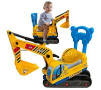 Kids Ride On Digger Toddler Push Along Excavator Xmas Rotating Pretend Play