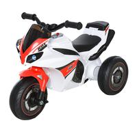 370-097WT HOMCOM Kids Ride-On Police Bike 3-Wheel Vehicle w/ Music Lights Seat Handlebars Toddler NO POWER Child Learning Fun Development 18-36 Months White