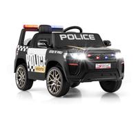 Kids Ride on Police Car, 12V Battery Powered Cop Car with Remote Control, Wireless Connection, Radio, Music, USB, Siren Flashing Lights, Toddler Electric Vehicle for Boys Girls 3-8 Years Old (Black)