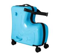 Kids Ride-on Suitcase, 20 Inch Rolling Luggage with 360° Silent Spinner Wheels, Portable Childrens Travel Bag with Seat and Safety Belt for Ages 3-6