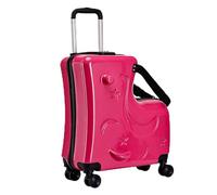 Kids Ride On Suitcase, 3-Digit Password Lock Toddler Carry On Luggage, 20in Trolley Case with Silent Wheels, Seat Belts, Handlebars, Pedals 6-12 Years Old
