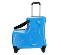 Kids Ride On Suitcase - Travel Luggage, 3 Digit Password Lock Trolley | 20in Rolling Case with Seat Belts and Handlebars, Silent Wheels with Pedals Designed to Keep Boys Entertained, Secure Trips