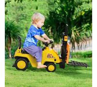 HOMCOM Kids Ride on Forklift Truck w/Fork and Tray, Ride On Tractor w/Under Seat Storage, Treaded Wheels, No Power Design, for 3-4 Years Old