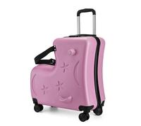 Kids Ride Suitcase | 3-Digit Password Lock Kids Ride Travel Luggage | 20in Trolley Case with Seat Belts, Handlebars, Pedals, Silent Wheels for Boys