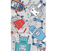 Kids Robot Wall Mural - Grey - Adaptable Wall Paste Application - Paste Included - 158 x 232cm (62" x 91" inches) - Made by Riva Paoletti - Designed in the UK